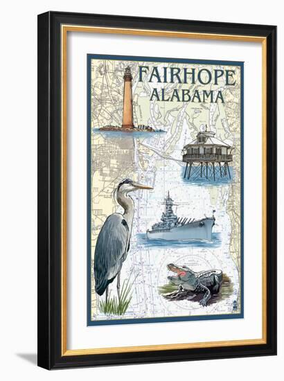 Fairhope, Alabama - Nautical Chart-Lantern Press-Framed Art Print