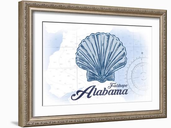 Fairhope, Alabama - Scallop Shell - Blue - Coastal Icon-Lantern Press-Framed Art Print