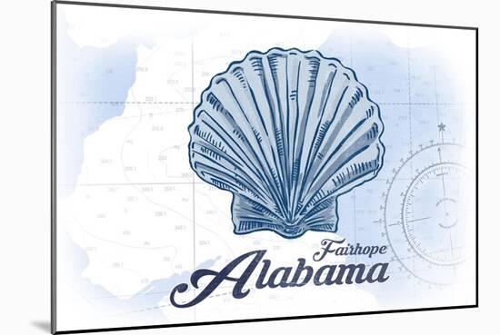 Fairhope, Alabama - Scallop Shell - Blue - Coastal Icon-Lantern Press-Mounted Art Print