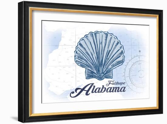 Fairhope, Alabama - Scallop Shell - Blue - Coastal Icon-Lantern Press-Framed Art Print