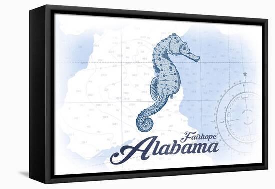 Fairhope, Alabama - Seahorse - Blue - Coastal Icon-Lantern Press-Framed Stretched Canvas