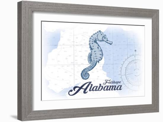 Fairhope, Alabama - Seahorse - Blue - Coastal Icon-Lantern Press-Framed Art Print