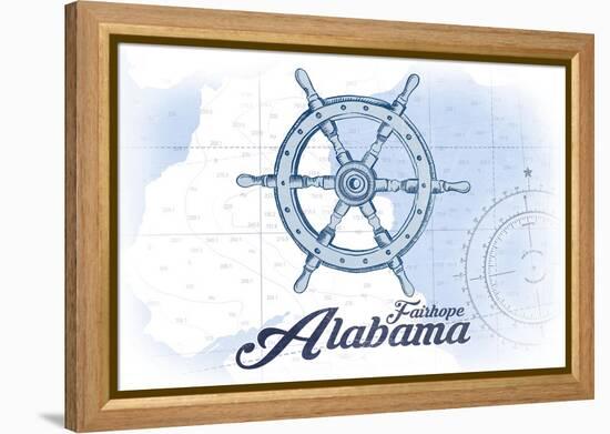 Fairhope, Alabama - Ship Wheel - Blue - Coastal Icon-Lantern Press-Framed Stretched Canvas