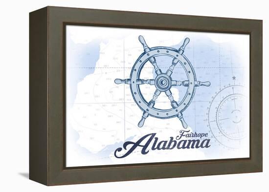 Fairhope, Alabama - Ship Wheel - Blue - Coastal Icon-Lantern Press-Framed Stretched Canvas