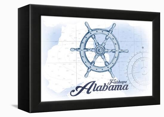 Fairhope, Alabama - Ship Wheel - Blue - Coastal Icon-Lantern Press-Framed Stretched Canvas