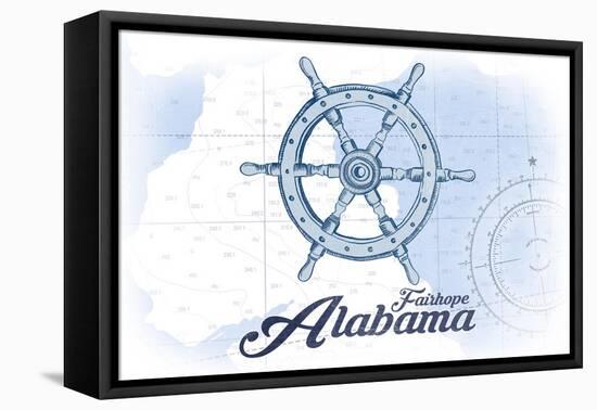 Fairhope, Alabama - Ship Wheel - Blue - Coastal Icon-Lantern Press-Framed Stretched Canvas