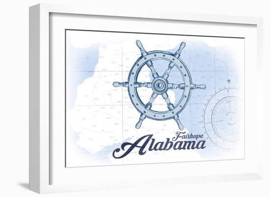 Fairhope, Alabama - Ship Wheel - Blue - Coastal Icon-Lantern Press-Framed Art Print