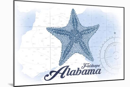 Fairhope, Alabama - Starfish - Blue - Coastal Icon-Lantern Press-Mounted Art Print