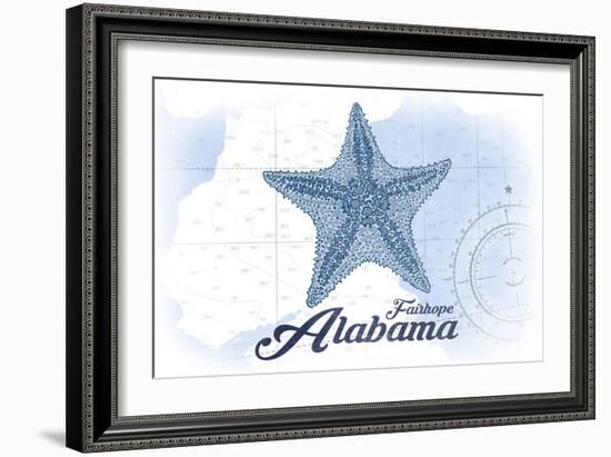 Fairhope, Alabama - Starfish - Blue - Coastal Icon-Lantern Press-Framed Art Print