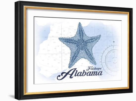 Fairhope, Alabama - Starfish - Blue - Coastal Icon-Lantern Press-Framed Art Print