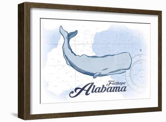 Fairhope, Alabama - Whale - Blue - Coastal Icon-Lantern Press-Framed Art Print