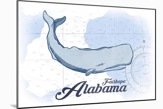 Fairhope, Alabama - Whale - Blue - Coastal Icon-Lantern Press-Mounted Art Print