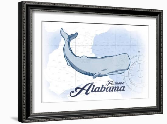 Fairhope, Alabama - Whale - Blue - Coastal Icon-Lantern Press-Framed Art Print