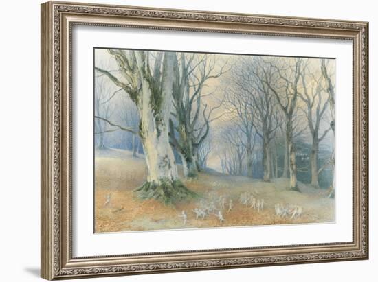 Fairies and Squirrels, C.1870 (W/C on Paper)-Richard Doyle-Framed Giclee Print