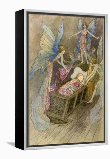 Fairies Around a Baby's Cot-Warwick Goble-Framed Premier Image Canvas