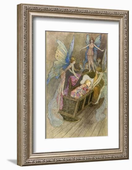 Fairies Around a Baby's Cot-Warwick Goble-Framed Photographic Print