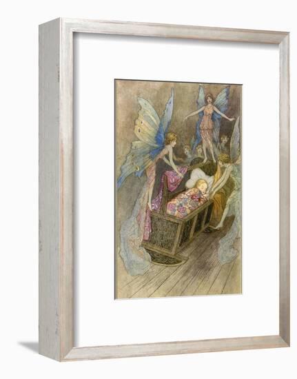 Fairies Around a Baby's Cot-Warwick Goble-Framed Photographic Print