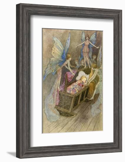 Fairies Around a Baby's Cot-Warwick Goble-Framed Photographic Print