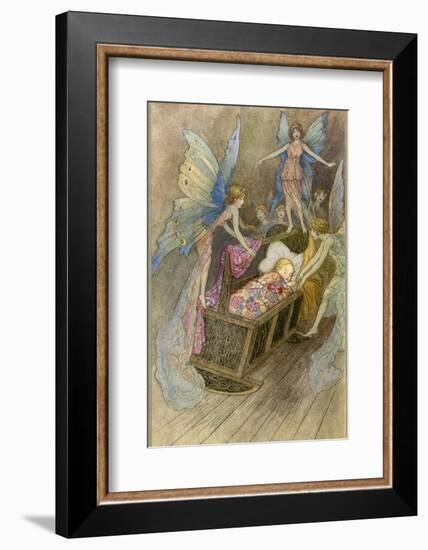 Fairies Around a Baby's Cot-Warwick Goble-Framed Photographic Print