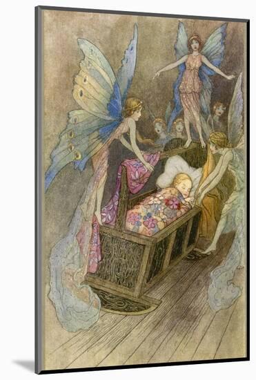Fairies Around a Baby's Cot-Warwick Goble-Mounted Photographic Print