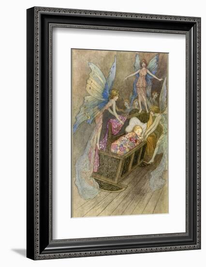 Fairies Around a Baby's Cot-Warwick Goble-Framed Photographic Print