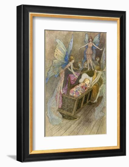 Fairies Around a Baby's Cot-Warwick Goble-Framed Photographic Print