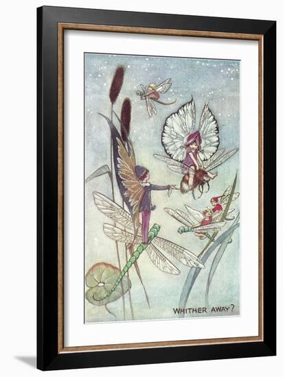 Fairies Riding Dragonflies and Bees-null-Framed Art Print