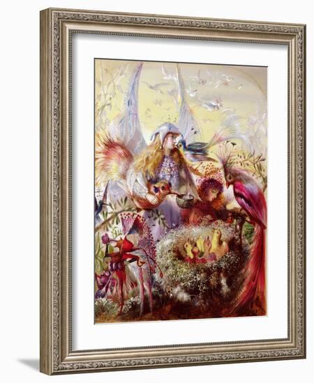 Fairies with Birds (W/C)-John Anster Fitzgerald-Framed Giclee Print