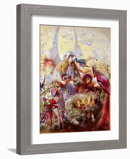 Fairies with Birds (W/C)-John Anster Fitzgerald-Framed Giclee Print