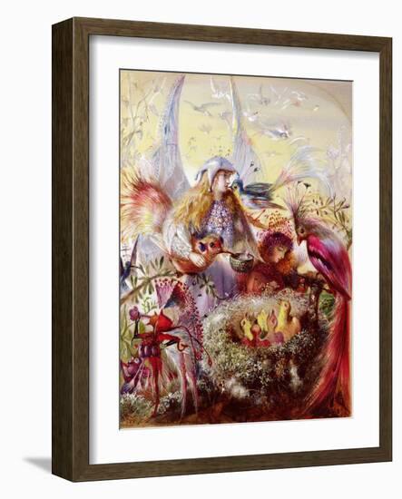 Fairies with Birds (W/C)-John Anster Fitzgerald-Framed Giclee Print