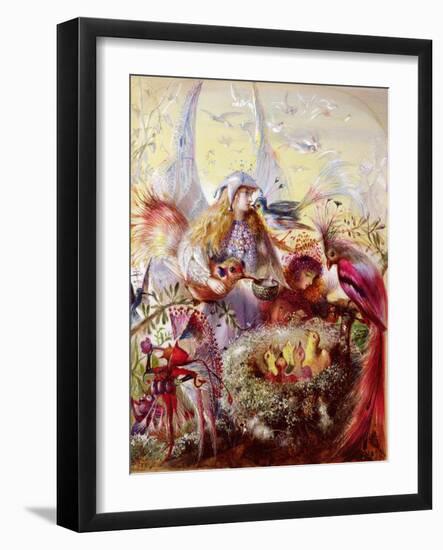 Fairies with Birds (W/C)-John Anster Fitzgerald-Framed Giclee Print