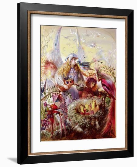 Fairies with Birds (W/C)-John Anster Fitzgerald-Framed Giclee Print