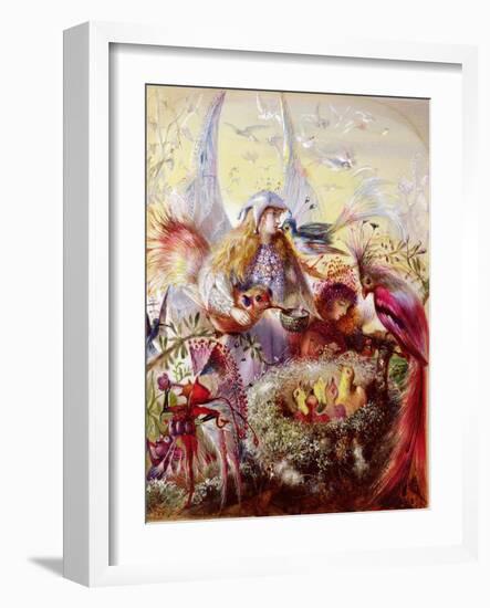 Fairies with Birds (W/C)-John Anster Fitzgerald-Framed Giclee Print