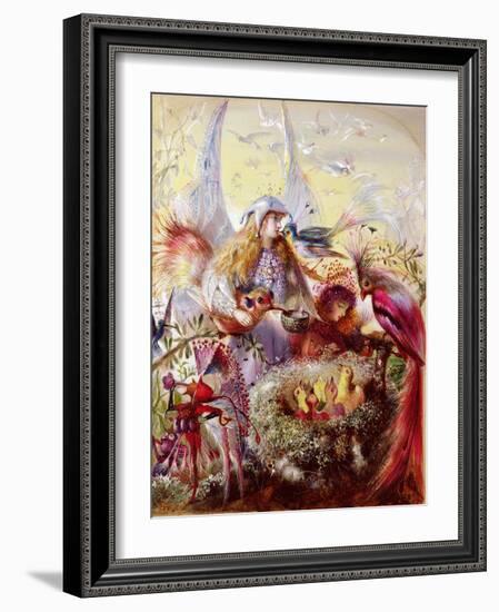 Fairies with Birds (W/C)-John Anster Fitzgerald-Framed Giclee Print