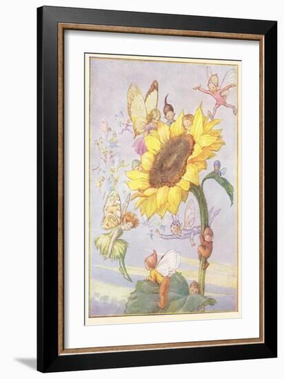 Fairies with Sunflower-null-Framed Art Print