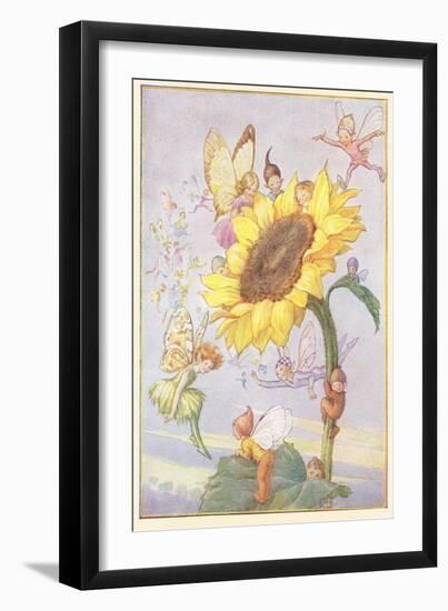 Fairies with Sunflower-null-Framed Art Print