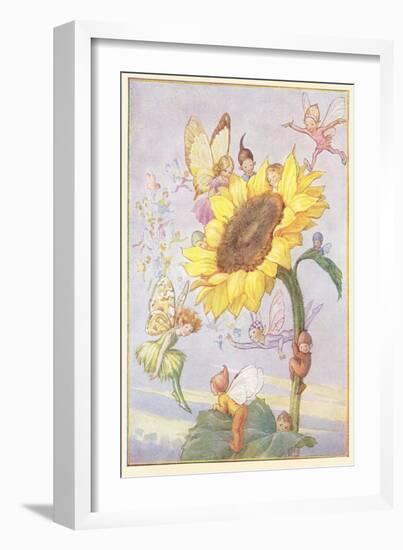 Fairies with Sunflower-null-Framed Premium Giclee Print
