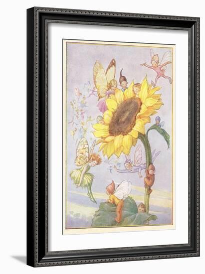 Fairies with Sunflower-null-Framed Premium Giclee Print