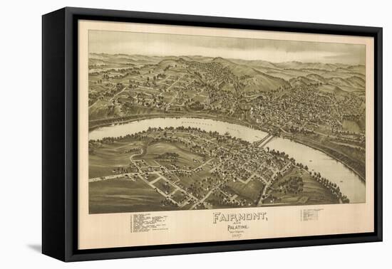 Fairmont, West Virginia - Panoramic Map-Lantern Press-Framed Stretched Canvas