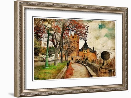 Fairy Alcazar Castle, Segovia , Spain, Picture In Painting Style-Maugli-l-Framed Art Print