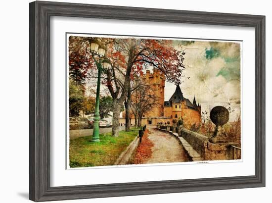 Fairy Alcazar Castle, Segovia , Spain, Picture In Painting Style-Maugli-l-Framed Art Print