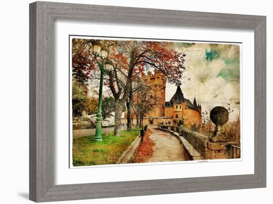 Fairy Alcazar Castle, Segovia , Spain, Picture In Painting Style-Maugli-l-Framed Art Print