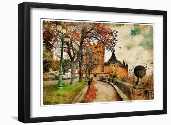 Fairy Alcazar Castle, Segovia , Spain, Picture In Painting Style-Maugli-l-Framed Art Print