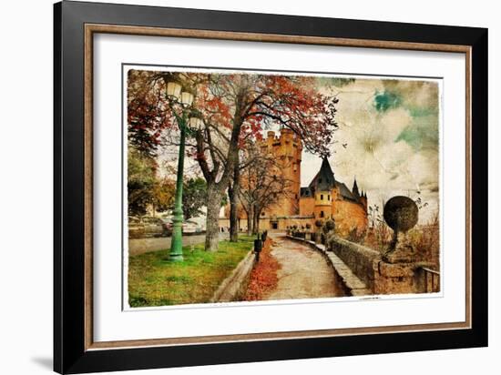 Fairy Alcazar Castle, Segovia , Spain, Picture In Painting Style-Maugli-l-Framed Art Print