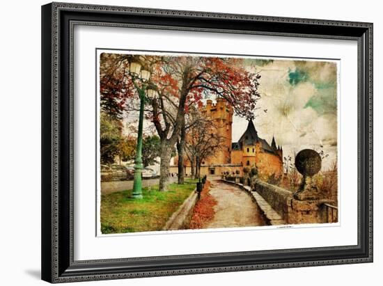 Fairy Alcazar Castle, Segovia , Spain, Picture In Painting Style-Maugli-l-Framed Art Print