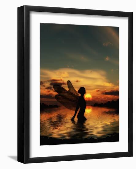 Fairy at Sunset-Julie Fain-Framed Art Print