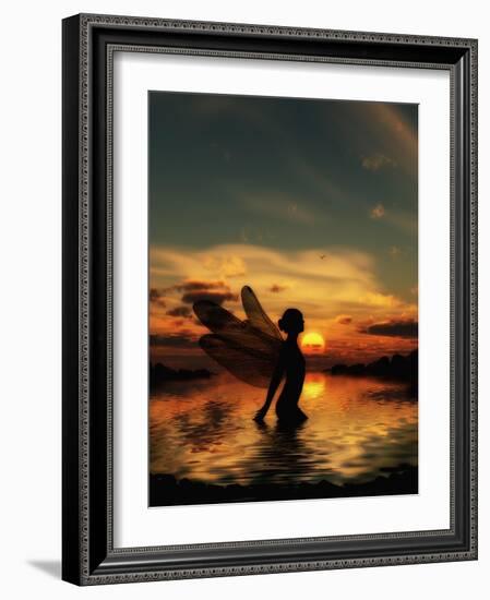 Fairy at Sunset-Julie Fain-Framed Art Print