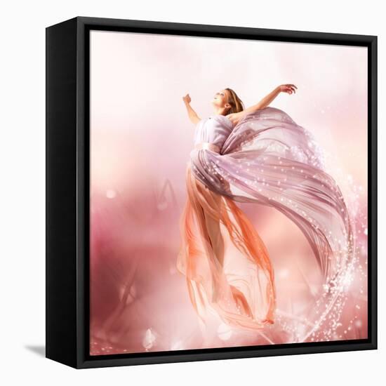 Fairy. Beautiful Girl In Blowing Dress Flying. Magic-Subbotina Anna-Framed Stretched Canvas