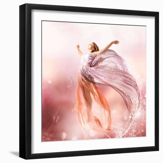 Fairy. Beautiful Girl In Blowing Dress Flying. Magic-Subbotina Anna-Framed Art Print