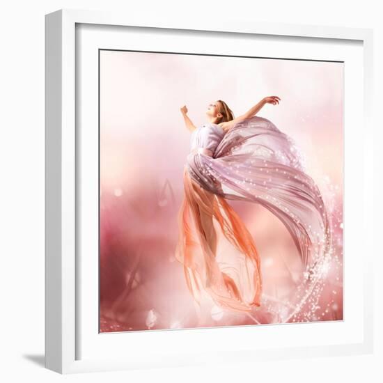 Fairy. Beautiful Girl In Blowing Dress Flying. Magic-Subbotina Anna-Framed Art Print